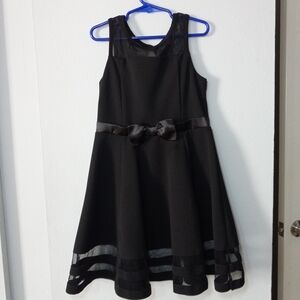 Calvin Klein Elegant Black Girl Dress Party with Sheer Accents Size 8